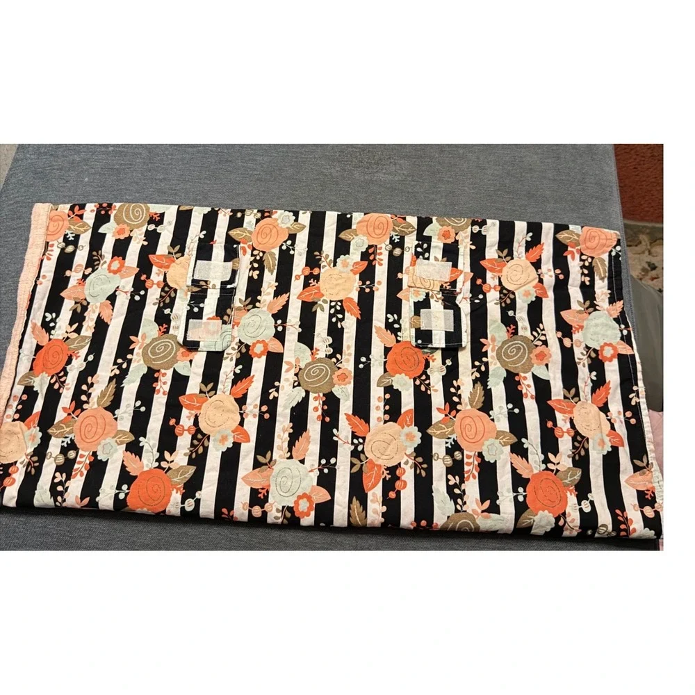 Floral Striped baby carseat‎ Cover Minky Peach Black White